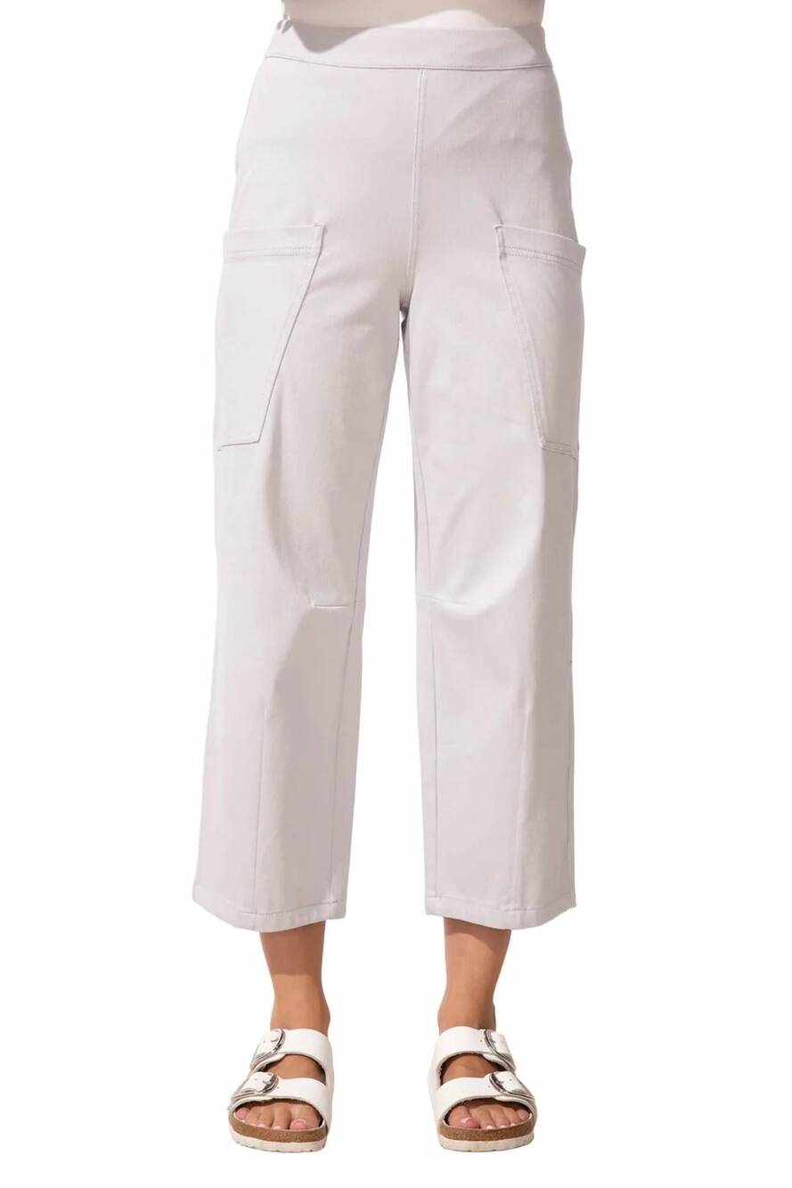 NEW ESCAPE comfort knit denim darted flood jean in white